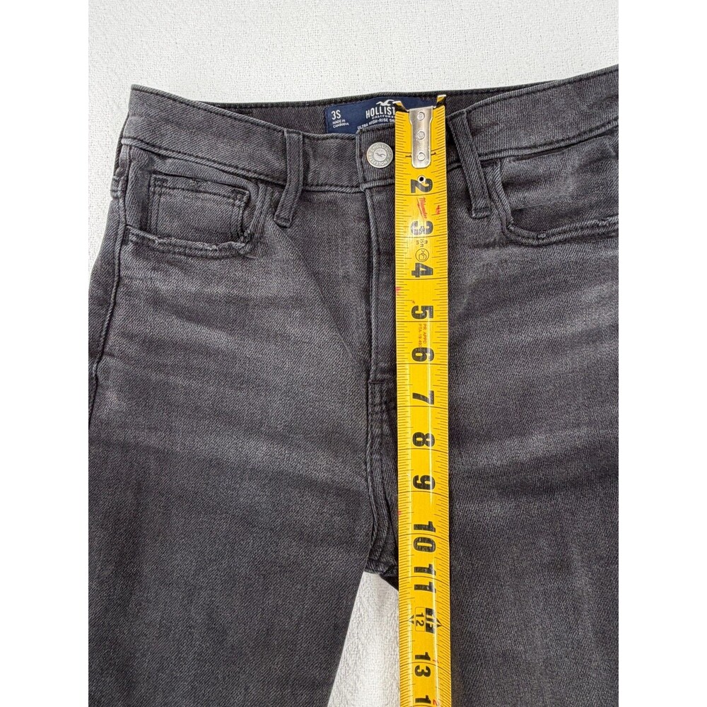 Hollister Jeans Women Size 3S Black Ripped Distressed Low Rise Skinny Denim Gray - Picture 6 of 9